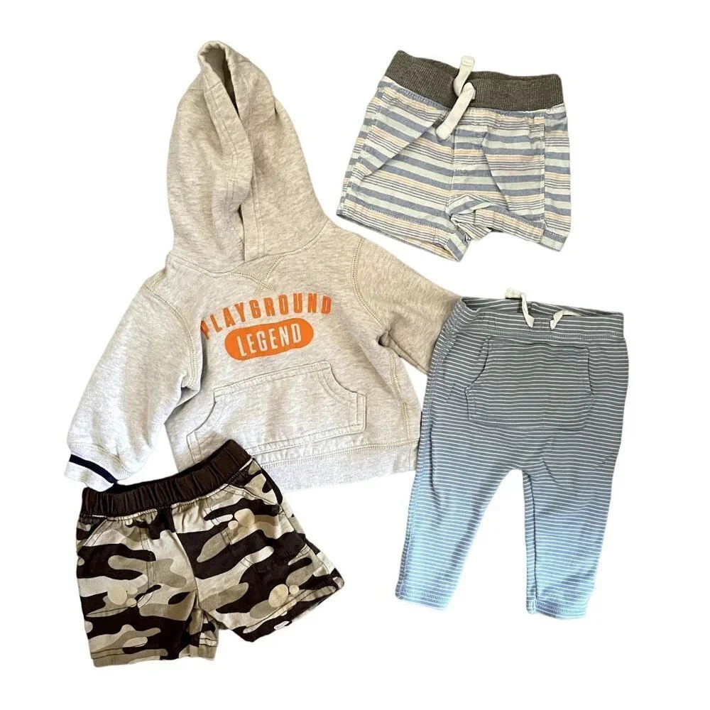 Lot of size 6 months baby clothes shorts pants hoodie comfortable play clothes